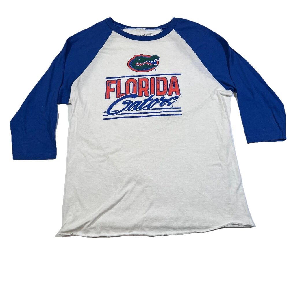Florida Gators Raglan 3/4 Baseball Tee Distressed Graphic Retro Men's Large NCAA - Picture 1 of 9